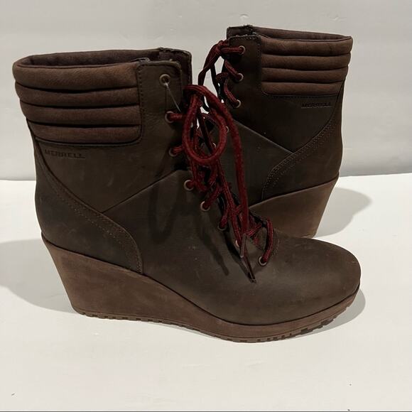 NWOT Merrell Women's Tremblant Wedge Waterproof Espresso Boot Brown Size 10.5 - Picture 6 of 13